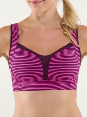 lululemon athletica Pink and Deep Purple Striped Support Sports Bra